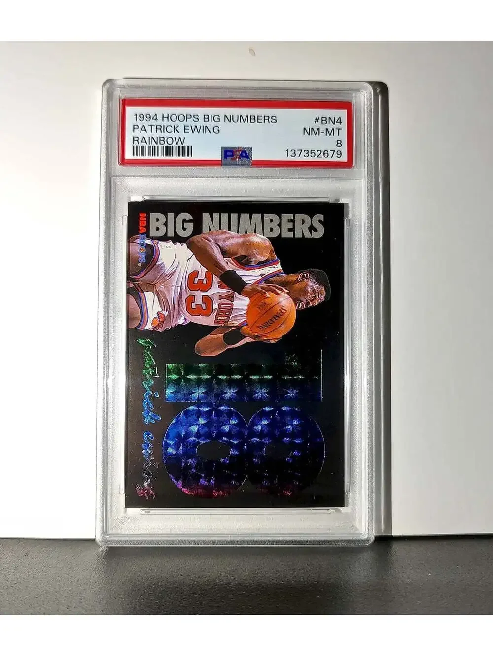 Patrick Ewing 1994 NBA Hoops Big Numbers #BN4 Rainbow PSA 8 NM-MT